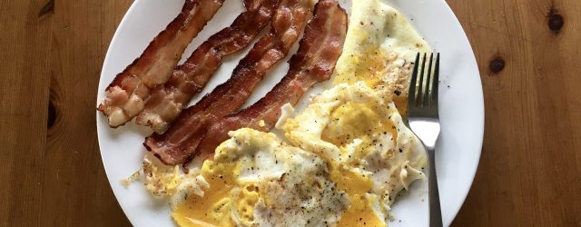 Bacon and eggs on a plate